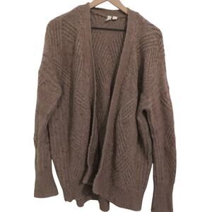 MOTH By Anthropologie Womens Sz M Brown Merino Wool Alpaca Blend Fuzzy Cardigan